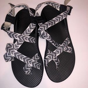 Black and White chacos